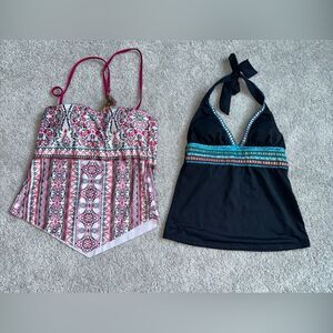 LA BLANCA & BECCA Swimwear Women's Size 4 / Small V Neck Tankini Tops Lot of 2
